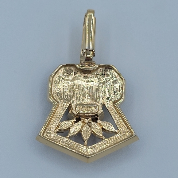 Vintage Butler Red Green Goldtone Pendant #651 - Picture 8 of 14